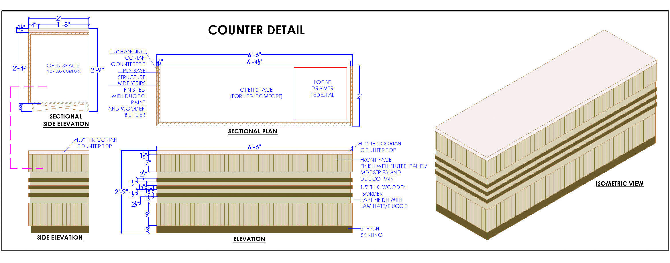 Functional Reception Desk CAD Design